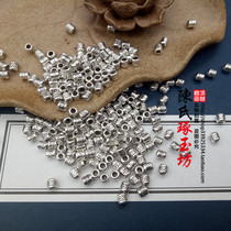 Tibetan silver ethnic silver cylinder DIY handmade accessories Hand string Bracelet necklace Lanyard accessories Flower silver cylinder