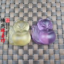 Natural ice species Chalcedony fox pendant Fox necklace Chalcedony pendant Ali Xiang pendant Yellow purple Peach luck