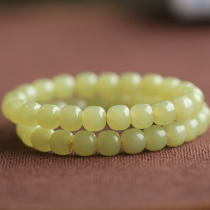 Xinjiang Hetian Jade Ruoqiang and the end of the yellow mouth material old-type bead bracelet yellow string Lady