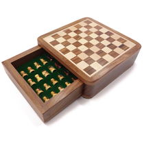 Chessshop imported solid wood mini portable chess Staunton rear wing abandoned soldier trumpet