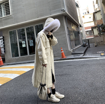 yesroom winter Korean version of simple loose tooling hooded real white duck down collar long down jacket coat