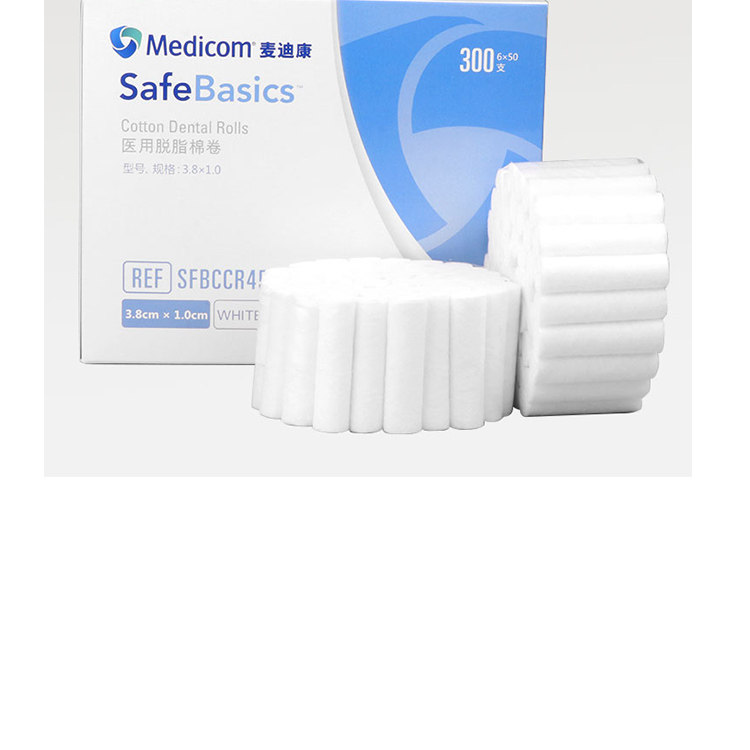 Медицинский санитарный материал 医用脱脂棉 棉球卷隔湿消毒棉花吸水棉棒口腔牙科材料麦迪康