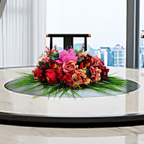 High-end hotel hotel large round table dining table simulation flower decoration table flower turntable middle simulation flower decoration table flower