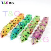 Bicolor luminous dice mixed colour fluorescent colour sub-run group group table tour props thrower 7 grain suits multi-faceted dice