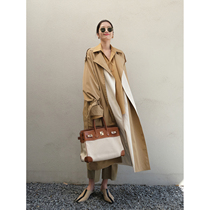 MRS Studios aura fully open ji simple fashionable temperament mid-length and contrasting color lace-up shellfish windbreaker jacket