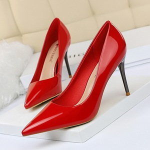 9236-2 the European and American fashion simple metal with high heel with shallow mouth pointed sexy thin high-heeled sh