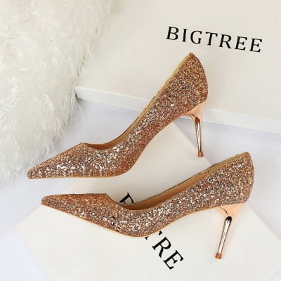 9219 - A1 European and American wind sexy nightclub show thin thin high heels for women&apos;s shoes with high heels fas