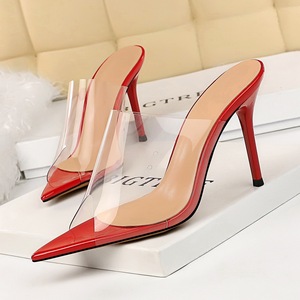 3227-2 the European and American fashion sexy show thin transparent hollow out shoes high heel with a word pointed fish 