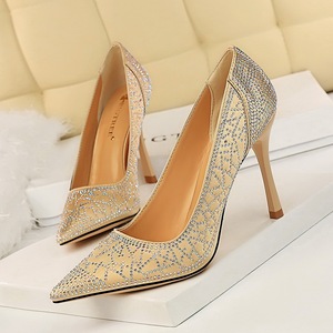 1236-2 han edition fashion female a stiletto high heels with shallow mouth pointed sexy party show thin silk diamond sin