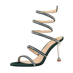 967-1 in Europe and the sexy night club party shoes high heel with snake around with diamond ankle around with sandals