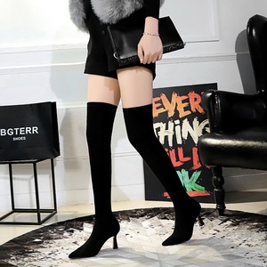 1289-2 the European and American wind fashion sexy nightclub show thin suede boots glass with high heels tines knee-high