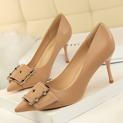 163-1 the European and American fashion professional OL shoes high-heeled shoes high heel with shallow mouth pointed met