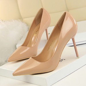 17139-1 han edition contracted with patent leather high heel shallow mouth pointed sexy nightclub show thin single women