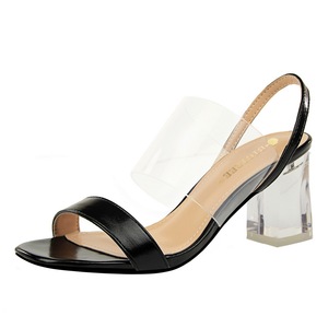 169-5 han edition new fashion summer joker thick with crystal with high with peep-toe transparent words and women sandal