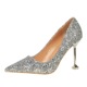 1716-18 European and American wind high-heeled shoes high heel with shallow pointed mouth shining sequins sexy show thin nightclub single shoes