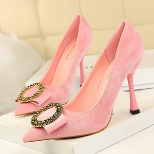 3212-1 the European and American fashion party shoes high heels high with suede shallow mouth pointed round diamond buck