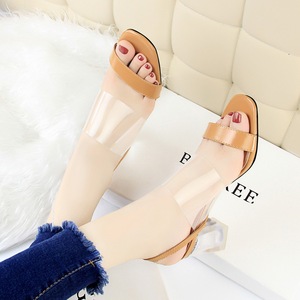 169-5 han edition new fashion summer joker thick with crystal with high with peep-toe transparent words and women sandal