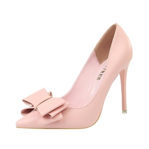 9511-18 han edition fashion high-heeled shoes high heel with delicate sweet mouth thin shallow pointed bow single shoes