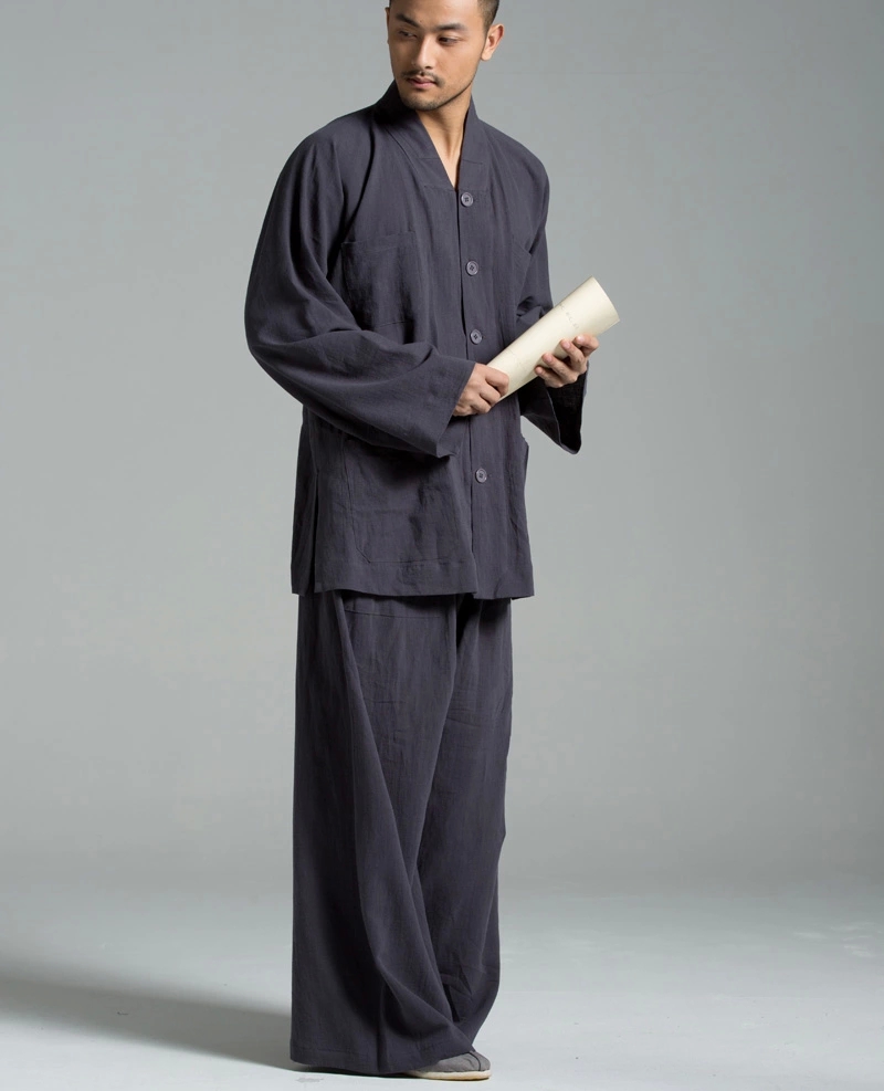 慈缘棉麻佛教禅修居士服罗汉服洗棉麻僧服短褂僧衣僧服春夏款男女_7折