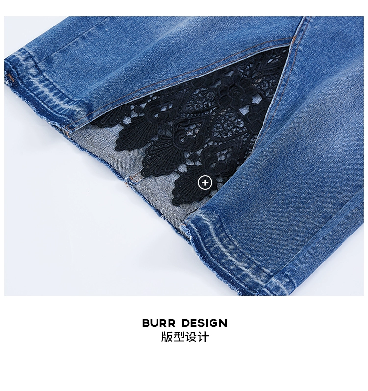 Váy denim ren màu nhạt nữ mùa hè 2021 phong cách mới gói hông cao eo khâu váy denim mỏng giữa chiều dài - Váy