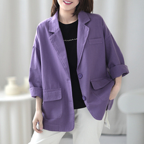 Xiao said casual handsome gas loose with sex large code Korean version pure color full cotton suit jacket female long sleeve cut 2021 spring