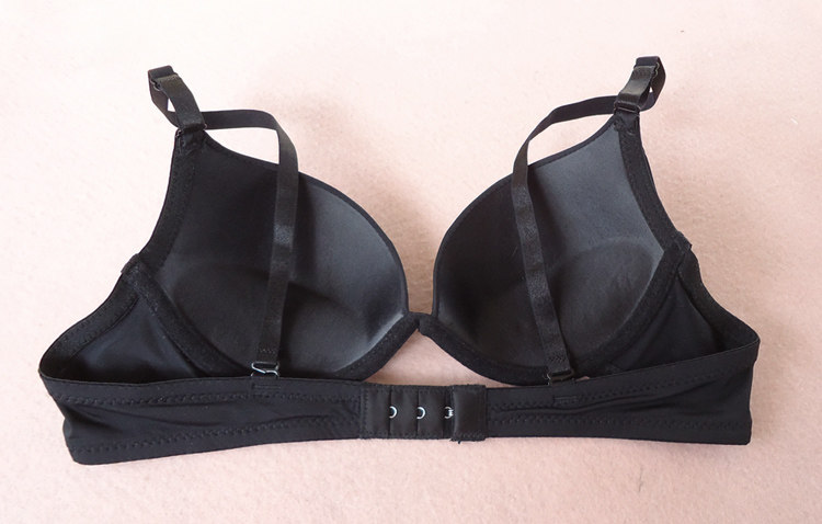 性感锦纶扣 日系少胸罩文胸光面单排a杯小女士薄款聚拢锦纶黑肤色
