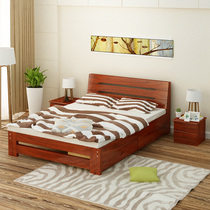 Solid wood bed Simple modern pine bed 1 5m Double bed 1 8m Single bed 1 2m Adult king bed