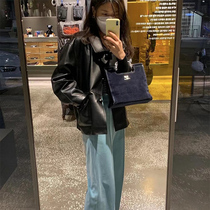 South Korea modestmood Boston black temperament leather jacket womens 2022 new Korean style leather jacket loose