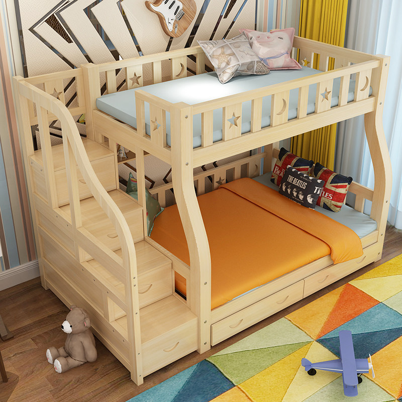 实木子母床双层床两层上下床高低床儿童床成人松木床母子床_不打折