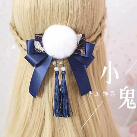 Japanese bronzing crane tassel hair ornaments hair ball hairpin hair band fan hair ball side clip kimono yukata photo