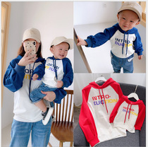 2021 autumn and winter color letter stitching printed sweater clothes for boys and girls baby jumpsuits parent-child clothes family dress tide