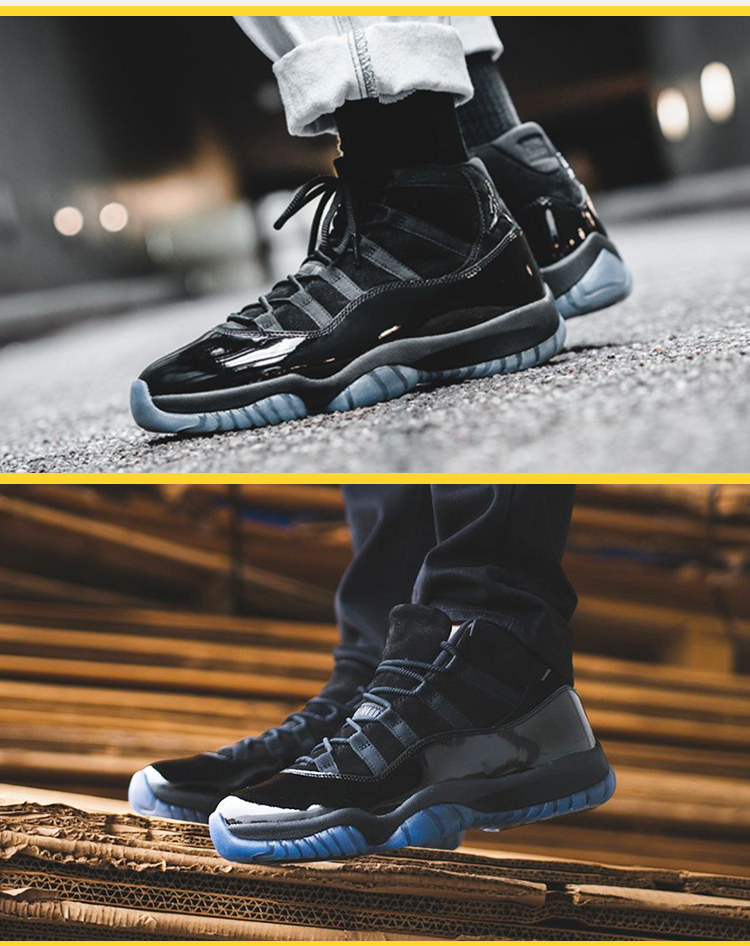 明朗体育 air jordan 11aj11 麂皮 全黑武士 伽马蓝 378037005