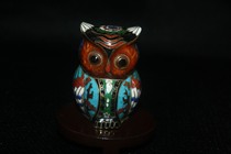 80s old foreign trade handmade boutique old bronze tire pinched gold-plated auspicious owl ornaments collection