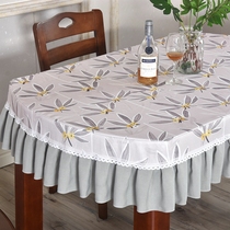 Pastoral hipster Oval Tablecloth Tablecloth Cloth Arc Tea Table Cloth Circular Telescopic Table Cover Cover