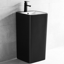 Creative personality column basin square bathroom ceramic vertical art washbasin balcony integrated floor wash basin