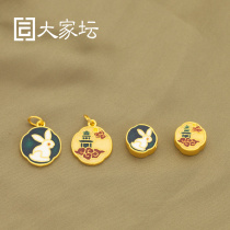 Everyone altar 3D hard gold jade rabbit chasing moon pendant road Road beautiful hipster gold Burning Blue Moon Rabbit Foot gold 999