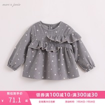 (Discount)Mark Jenny autumn Baby Long Sleeve shirt Girls Pink stars pure cotton shirt 91533