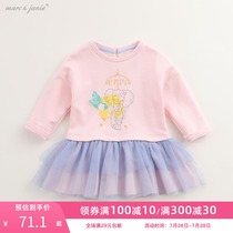 (Discount)Mark Jenny Autumn Baby Dress Girls Mesh Sweater Dress Childrens skirt 19019A