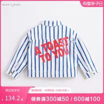 marcjanie Mark Jenny Baby Autumn Girl Denim Coat Spring and Autumn Childrens Striped Top 200381