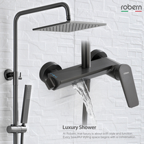 robern gun grey black full copper minster shower shower head suit hot and cold waterfall faucet bath shower nozzle