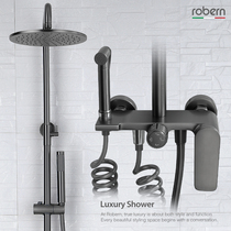 robern gun grey four-function Ming-fit full copper shower head shower suit hot and cold shower bath tap flush spray gun