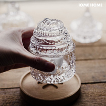Export retro relief imitation crystal glass coffee sugar jar household cotton jewelry box storage storage jar with lid