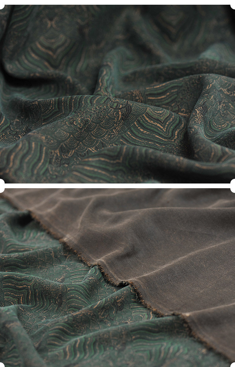绢纺香云纱素雅龙纹2022拷莨绸真丝面料丝绸布料旗袍连衣裙