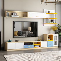 Custom simple coffee table TV cabinet combination Bedroom small household TV cabinet Background wall cabinet Living room floor cabinet Nordic