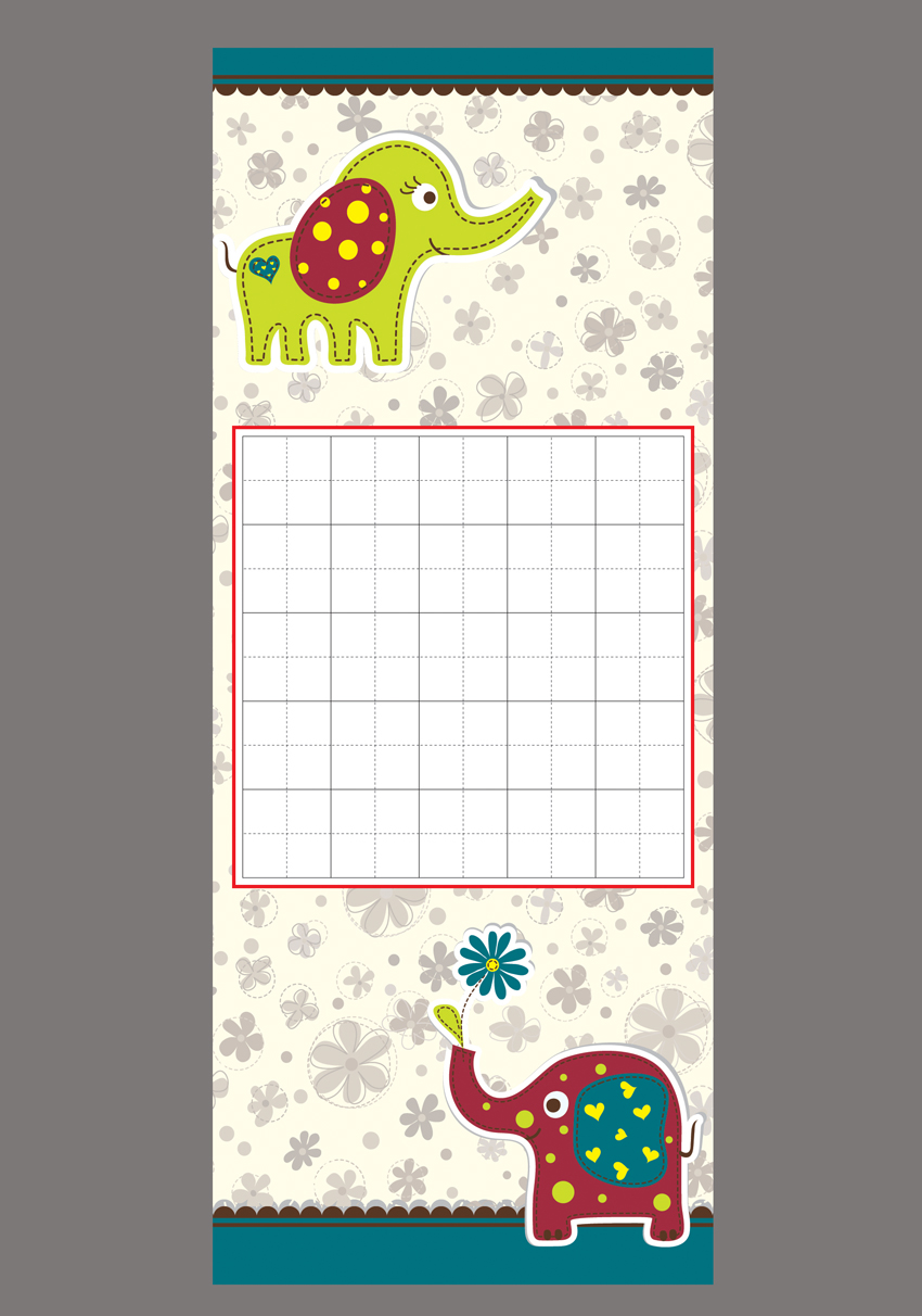 悠悠儿童硬笔书法专用展览练习创作纸卡通可爱田字格书签纸 小象