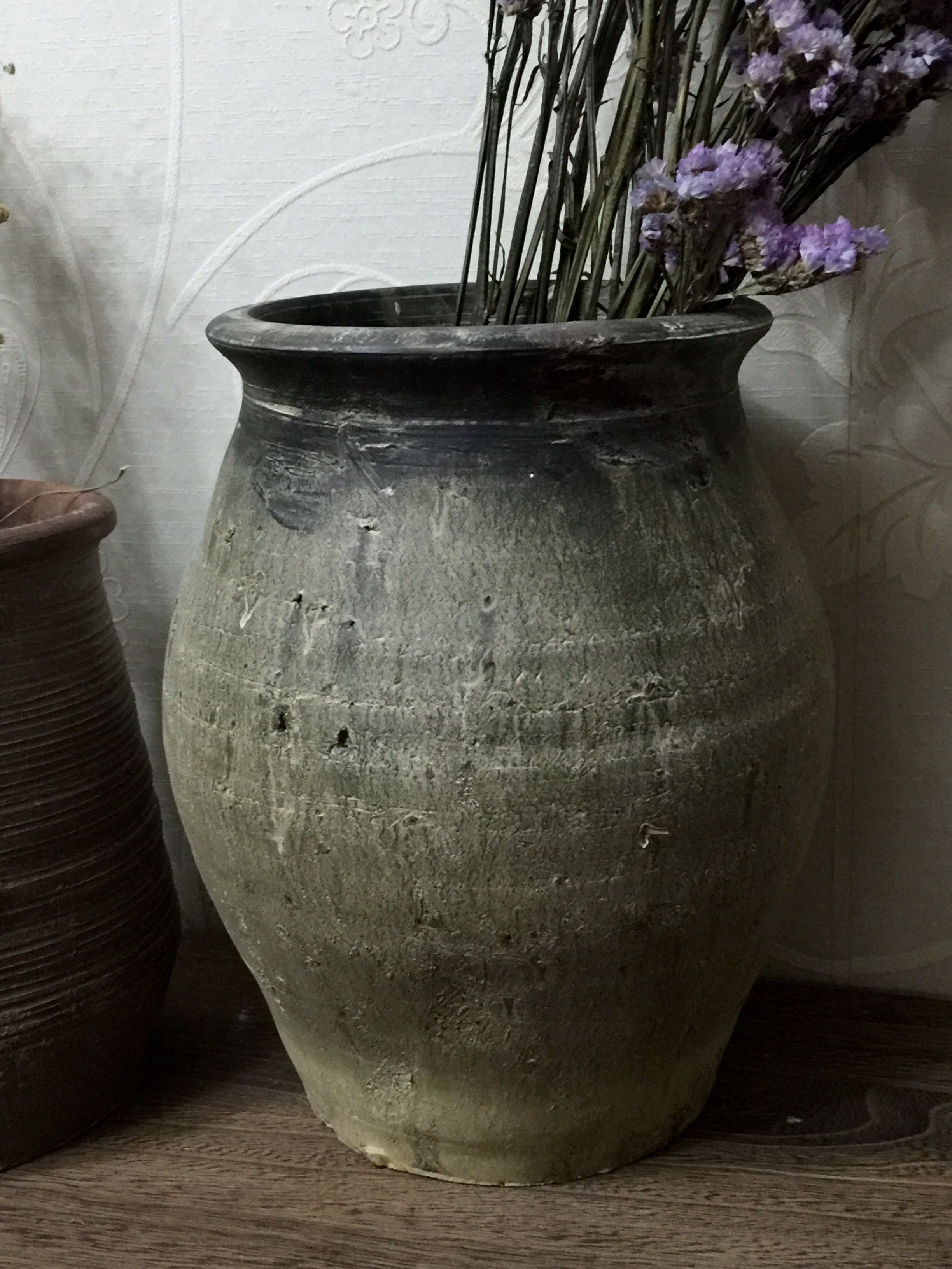 乡村陶艺手工拉胚粗陶老柴火罐子做旧粗犷风格陶盆花盆花插大号