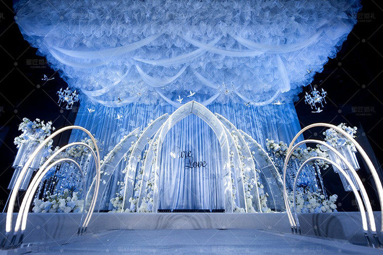 婚庆道具云顶纱吊顶装饰纱幔婚礼雪纱 t台路引纱 t台裙 吊顶云朵