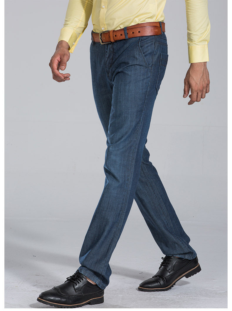 旗牌王男士牛仔裤 2017秋季薄款直筒修身商务休闲青年男士长裤子