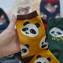 New products Korea Imports kikiyasocks Spring and Autumn Cartoon Fashion Panda College Wind Silo Women Socks Cotton Socks