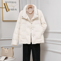 Anti-season light slim down jacket for womens short section 2021 New Yangqi Fashion white duck suede small upright collar jacket